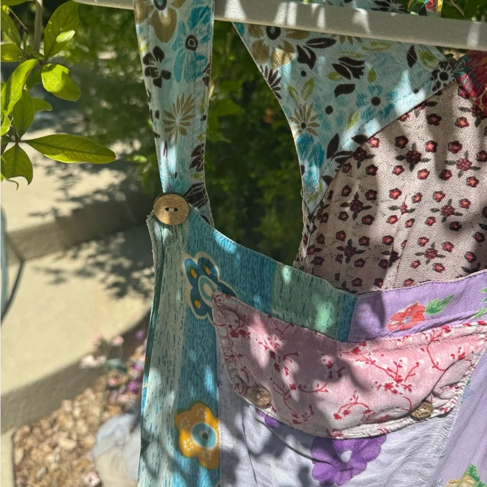 Sacred Threads Patchwork Overalls Jumper with Pockets - Picture 5 of 6